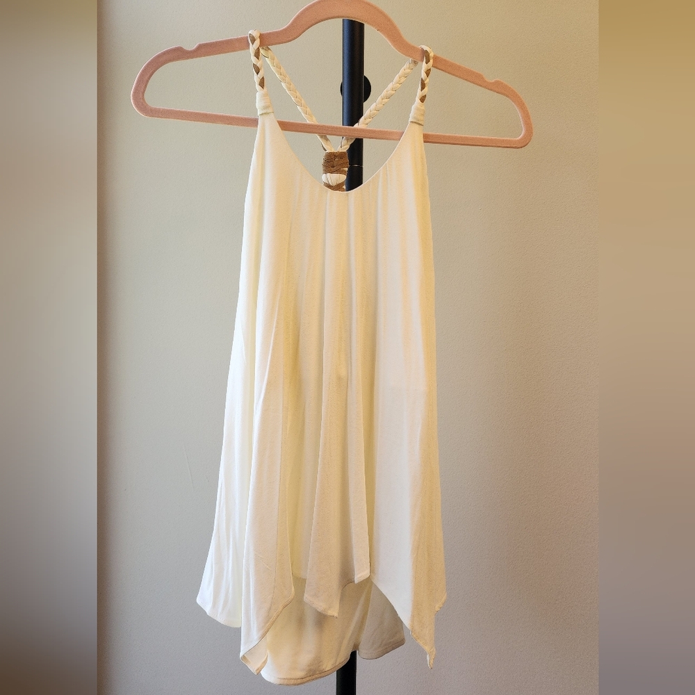 Sky Boho Tank With Leather Details
